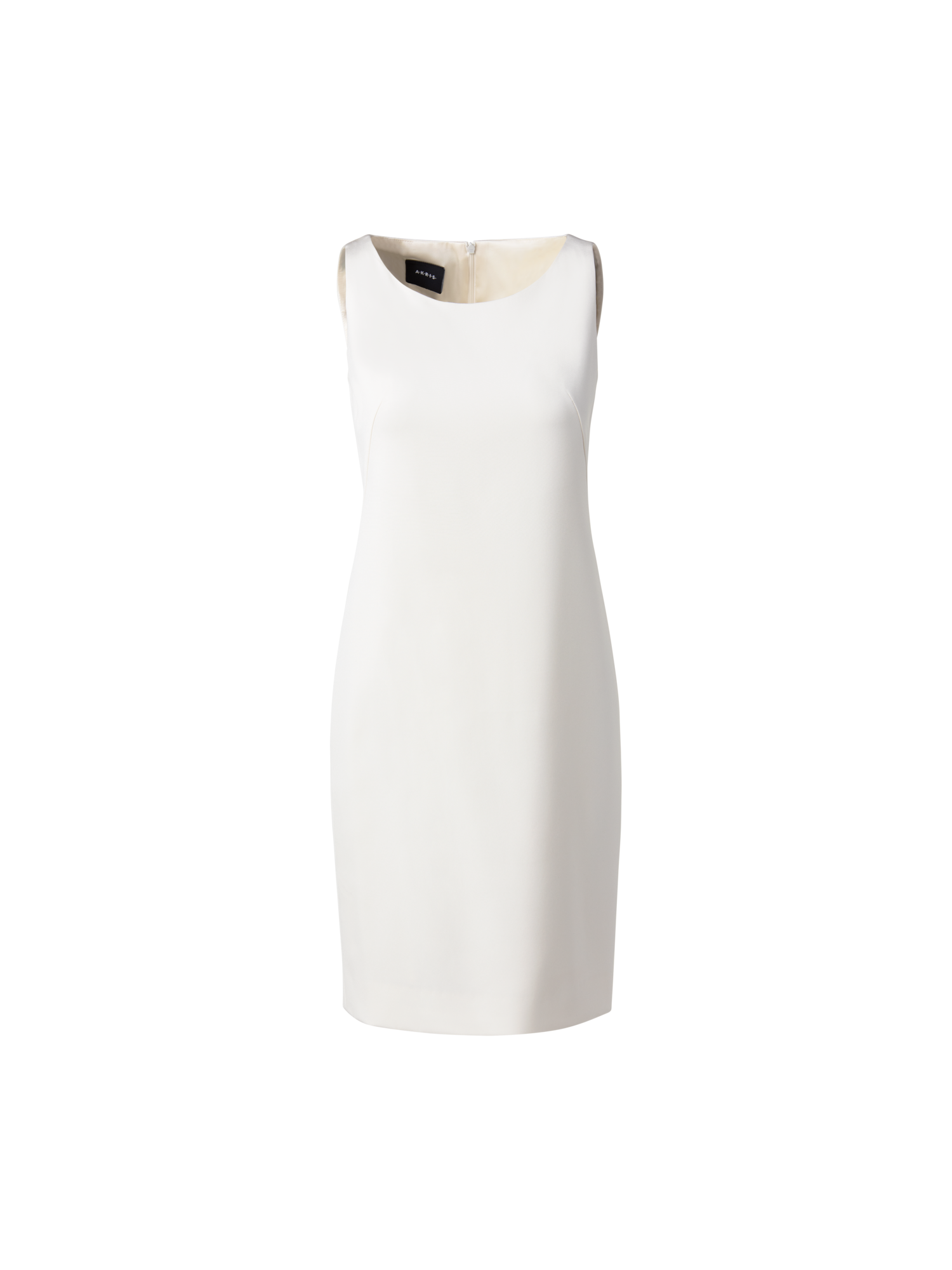 Designer Silk Crêpe Stretch Sheath Dress - ecru - white