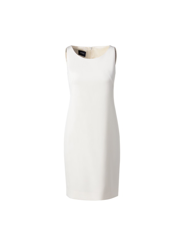 Designer Silk Crêpe Stretch Sheath Dress - ecru - white