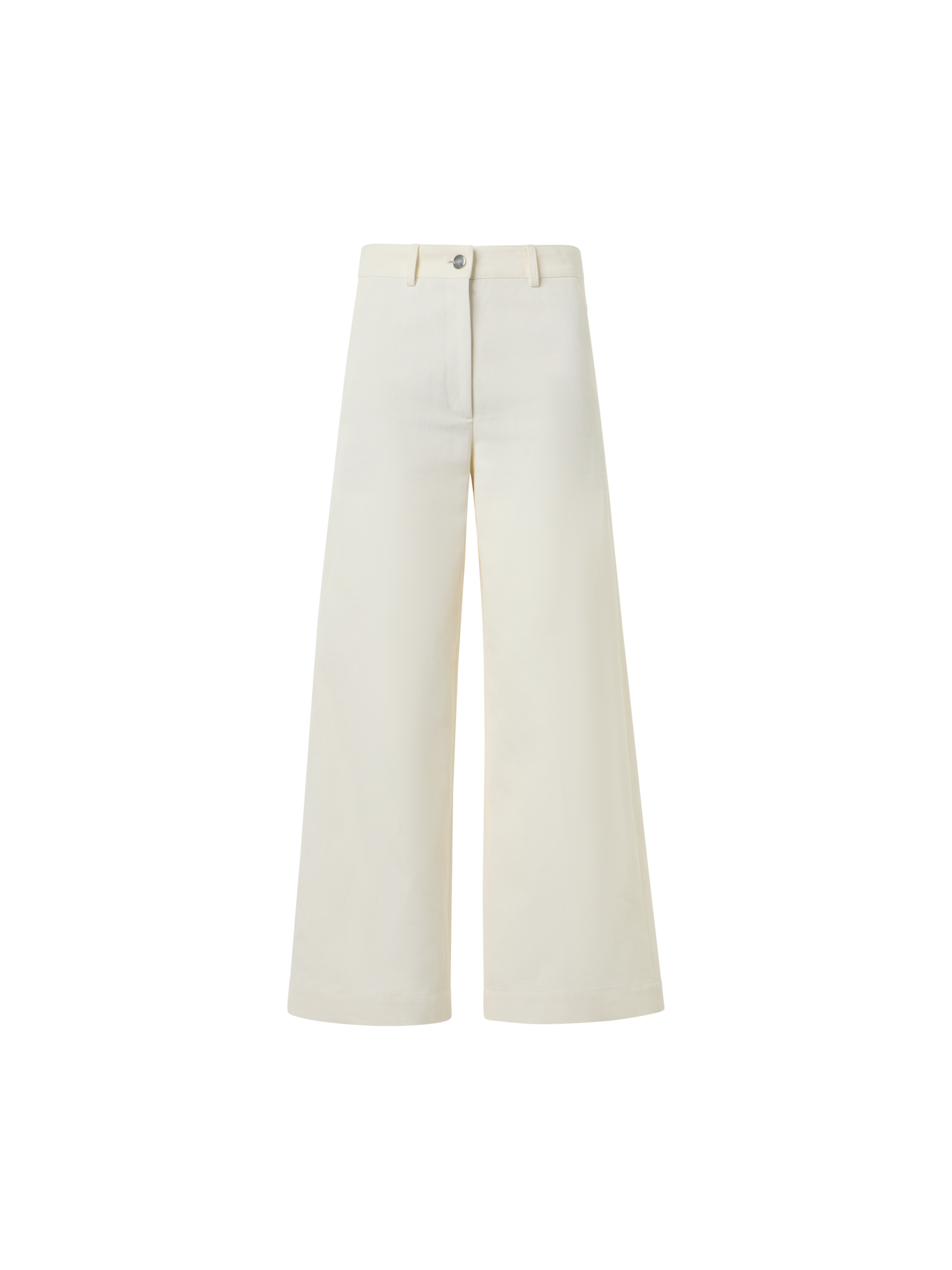 Designer Cropped Wide-Leg Cotton Linen Gabardine Pants - ecru