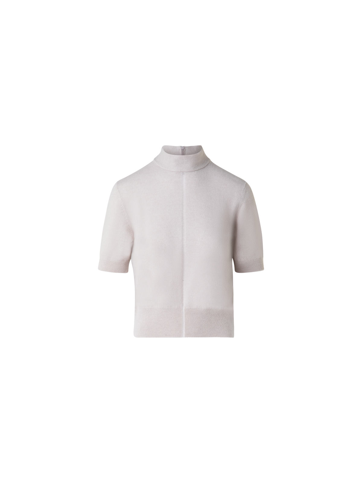 Designer Short Sleeve Cashmere Sweater with Sheer Stripe - neutral - pastel - beige