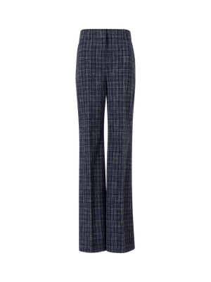 Designer Florine Wide-Straight-Leg Pants in Wool-Viscose Blend - navy