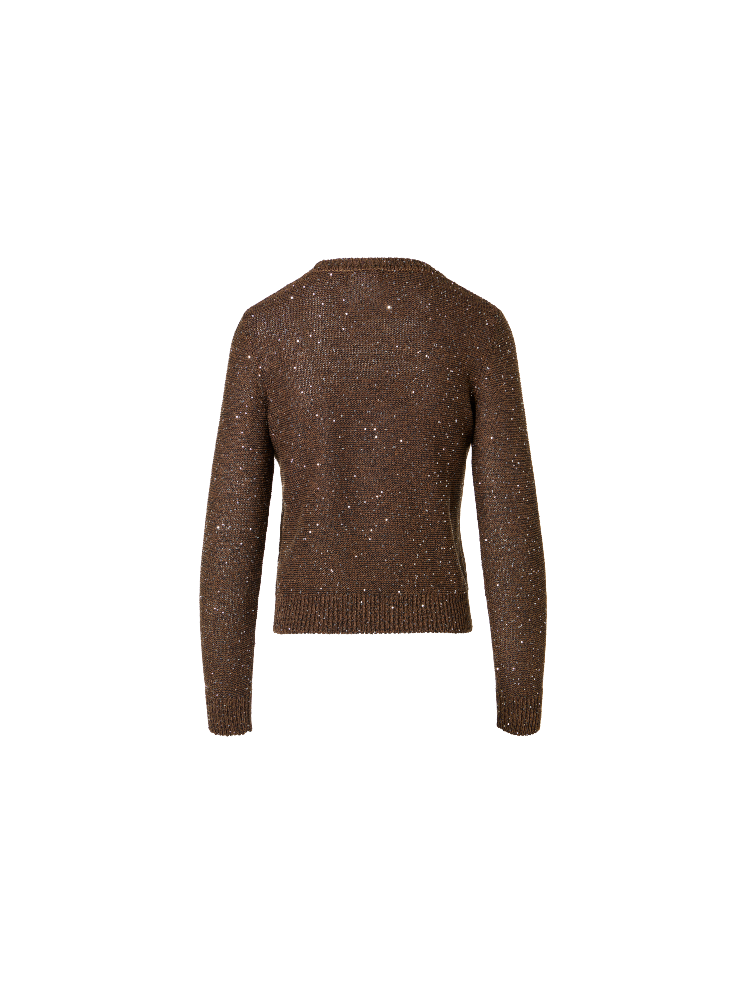 Designer Knit Sweater in Linen Cotton with Micro Sequins - brown