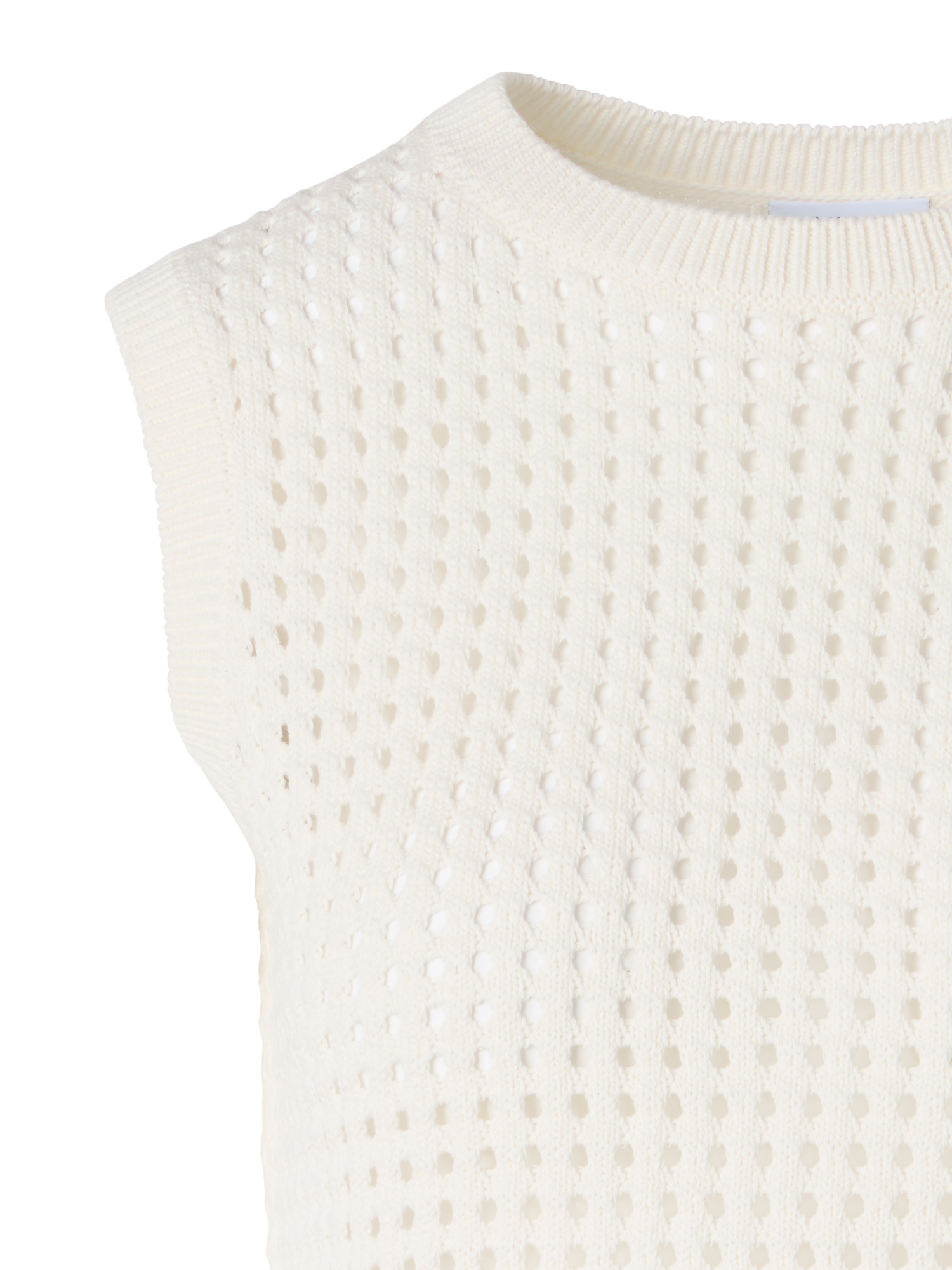Designer Sleeveless Chunky Cotton Mesh Knit Top - ecru