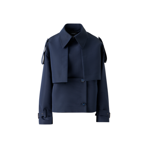 Short Silk Trench Coat with Removable Bolero