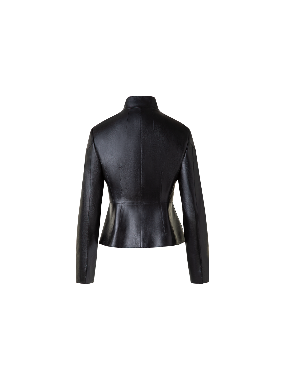 Designer Cropped Jacket in Lacquered Leather - black