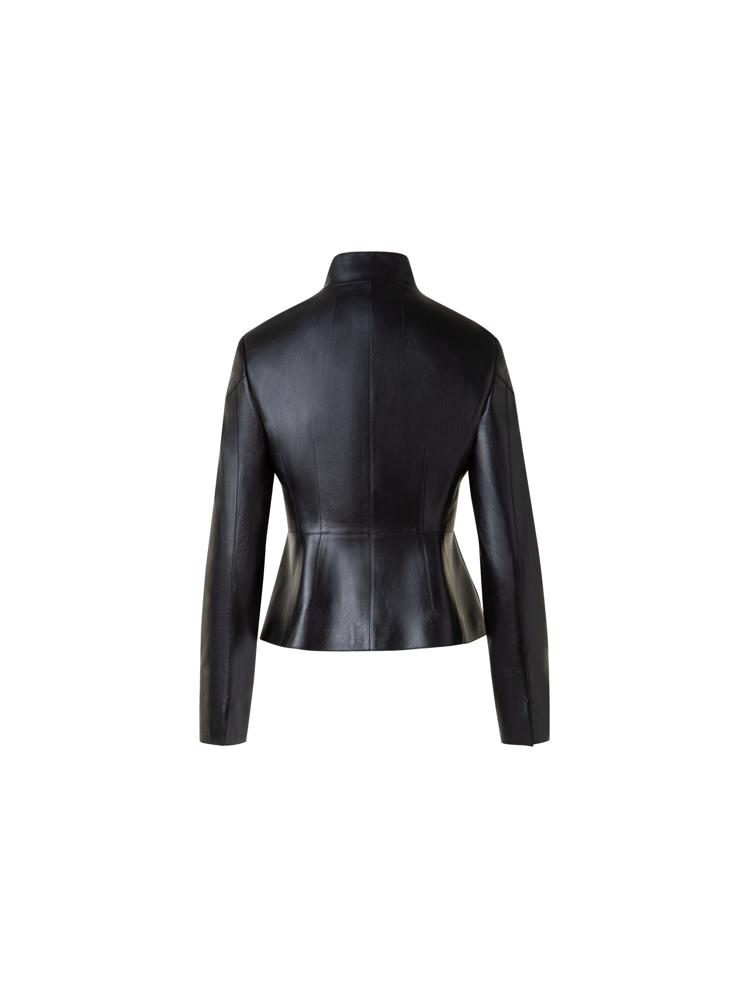 Designer Cropped Jacket in Lacquered Leather - black