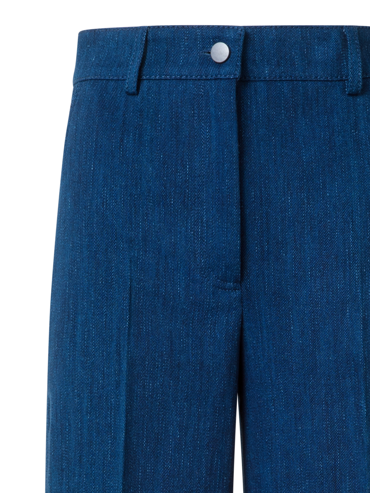 Designer Cropped Wide Cotton Denim Pants - blue