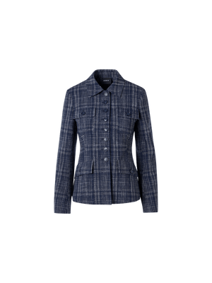 Designer Delia Jacket in Wool-Viscose Tweed - blue