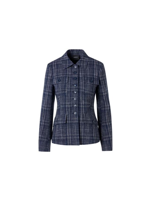 Designer Delia Jacket in Wool-Viscose Tweed - blue