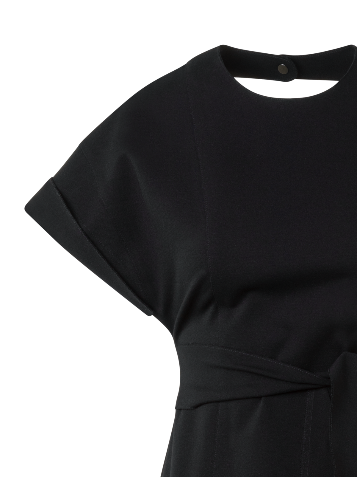 Designer Fitted Midi Dress in Signature Jersey - black - neutral