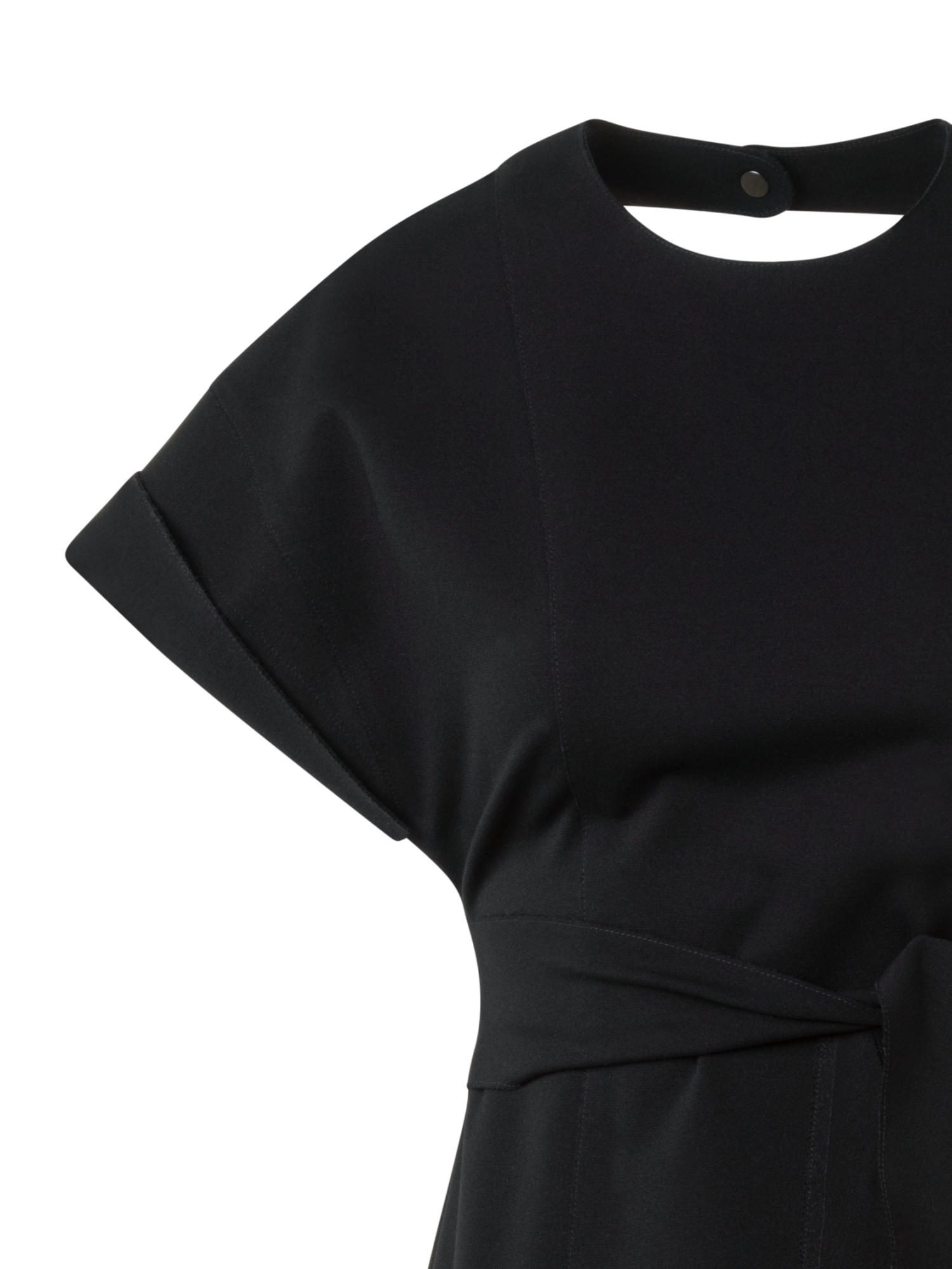 Designer Fitted Midi Dress in Signature Jersey - black - neutral