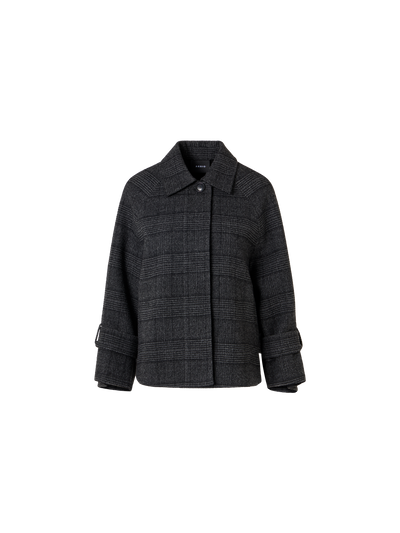 Designer Short A-Line Check Wool Double-Face Jacketin Prince of Wales - black - grey - multicolor