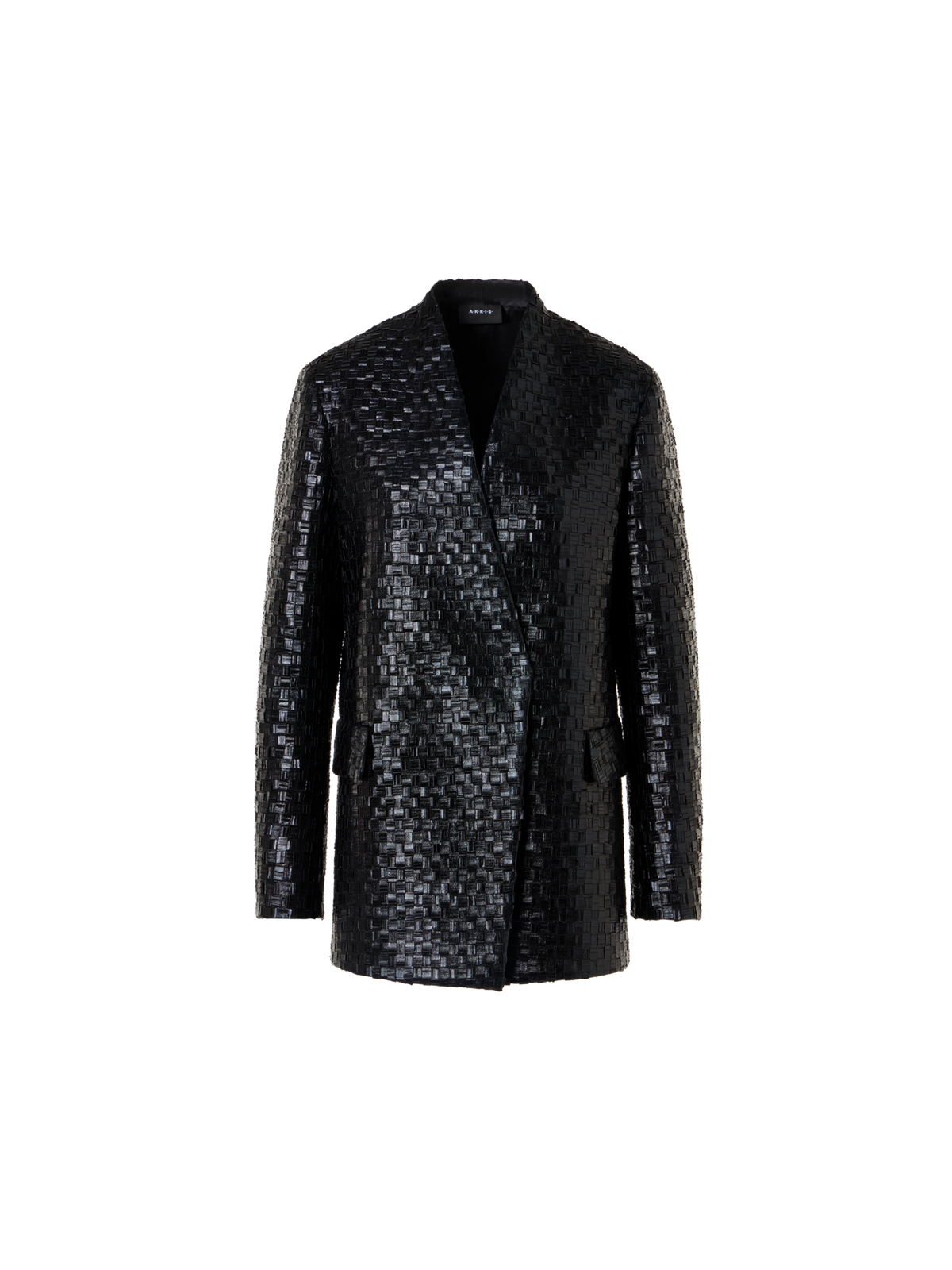 Designer Techno Metal Braid Cardigan Jacket - black