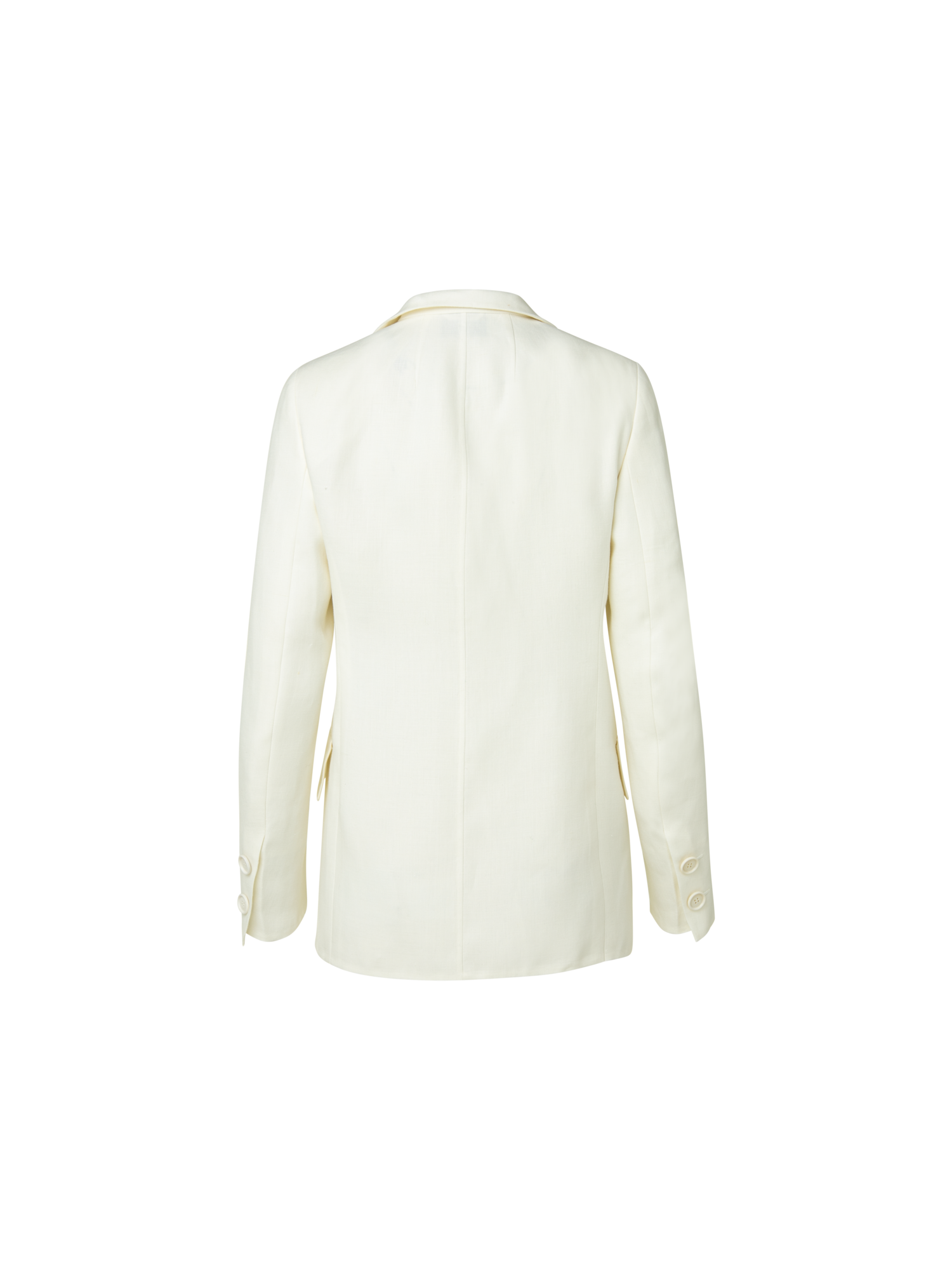 Designer Double-Breasted Linen Wool Double-Face Jacket - ecru - white