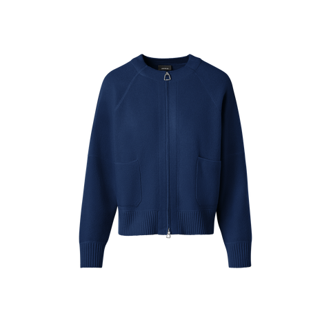 Cashmere Piqué Zip Cardigan