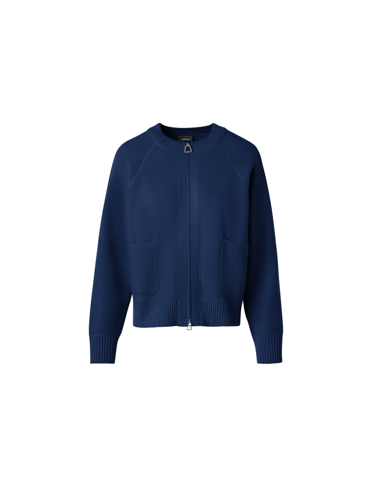 Designer Cashmere Piqué Zip Cardigan - navy