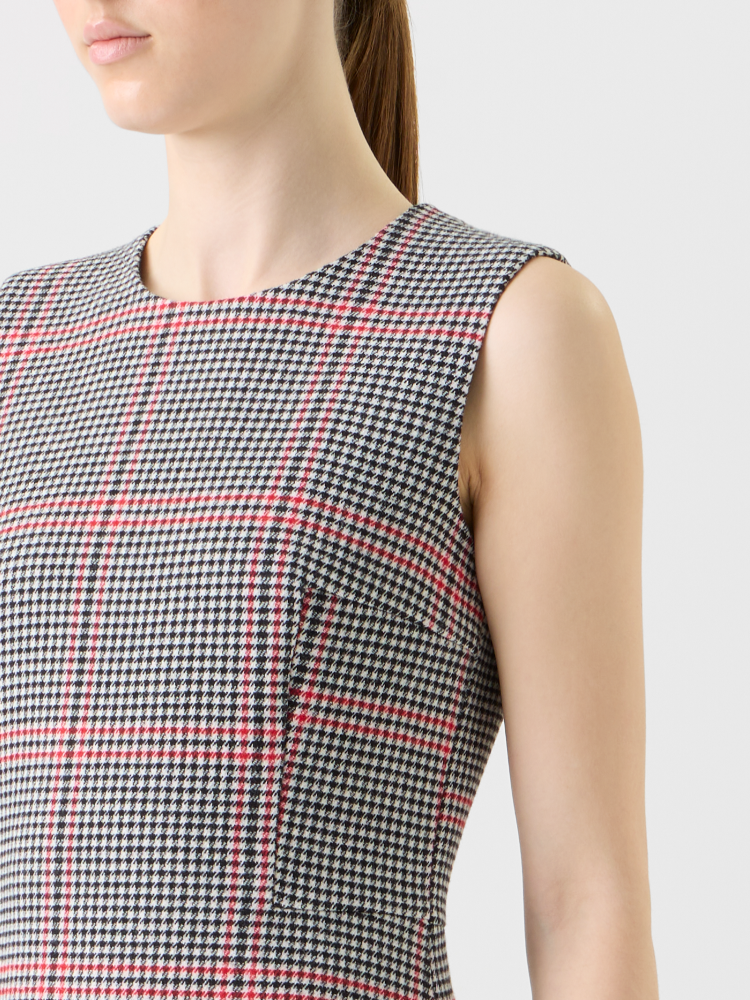 Designer Asymmetrical Glencheck Midi Dress - black - multicolor 