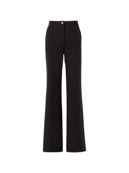 Designer Bootcut Pants in Brushed Winter Denim - brown