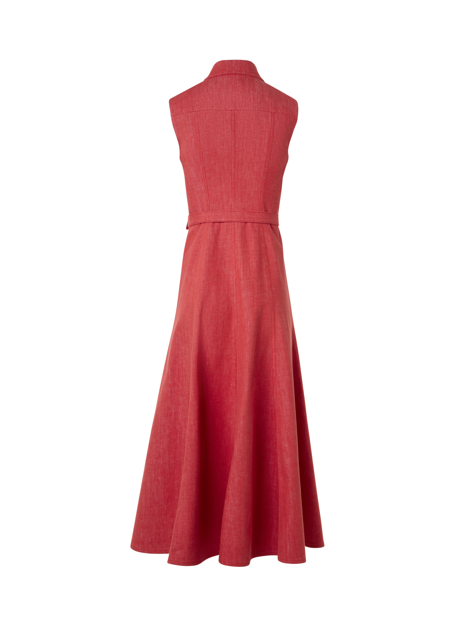 Designer Fit and Flare Denim Midi Dress - red