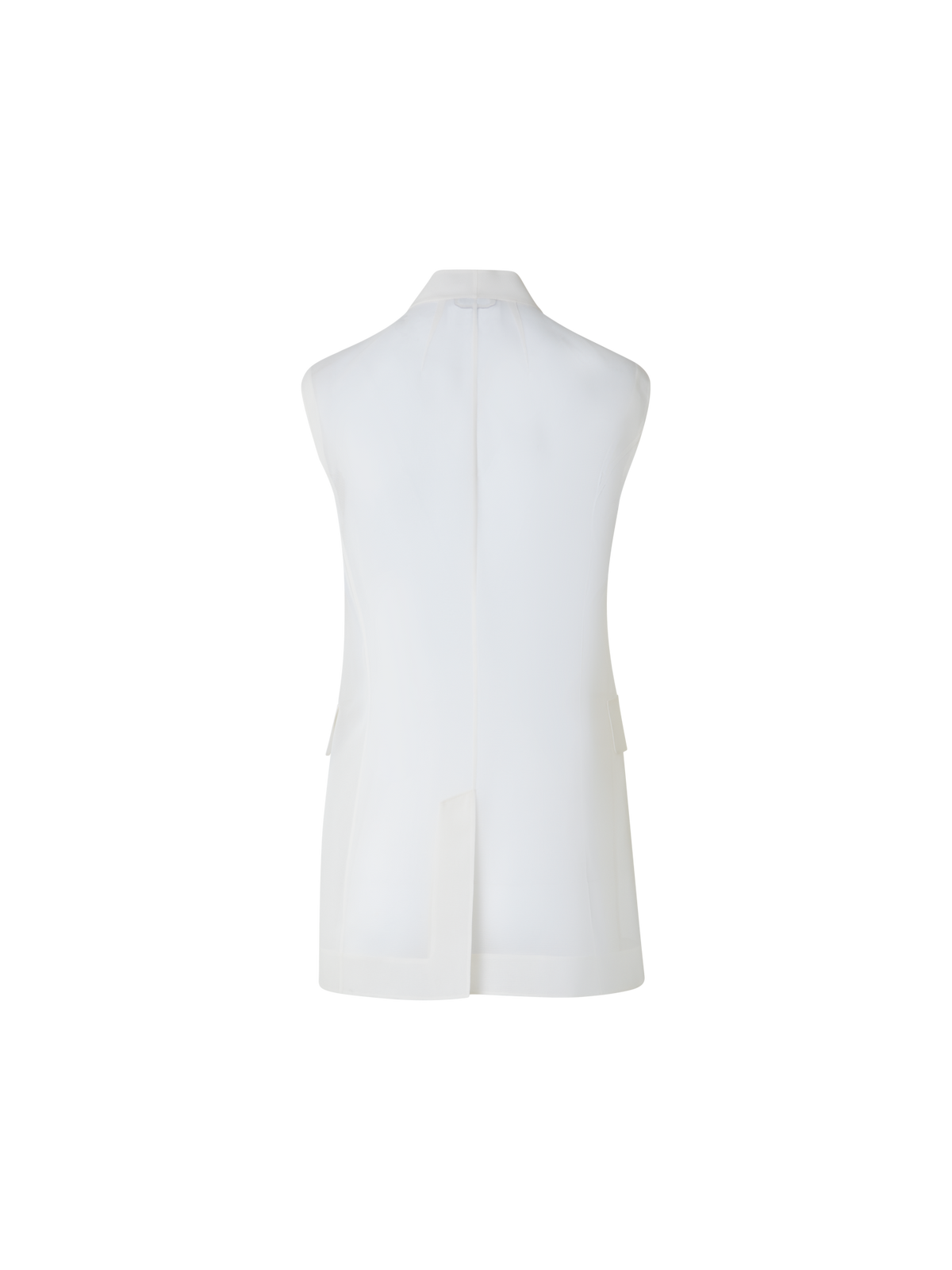 Designer Long Sheer Silk Organza Gilet - neutral - ecru - white