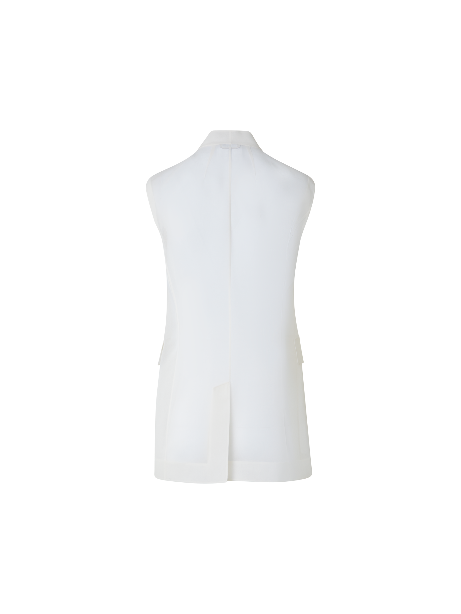 Designer Long Sheer Silk Organza Gilet - neutral - ecru - white