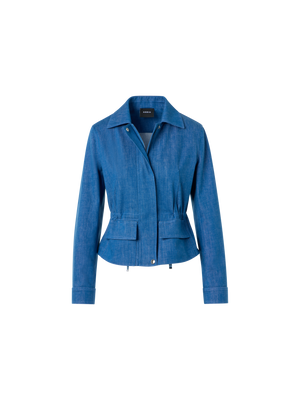 Designer Short Cotton Stretch Denim Jacket - blue