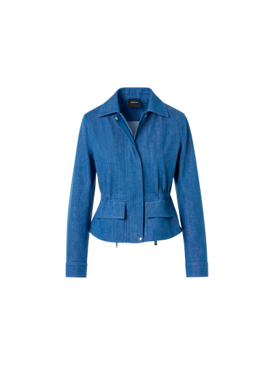 Designer Short Cotton Stretch Denim Jacket - blue