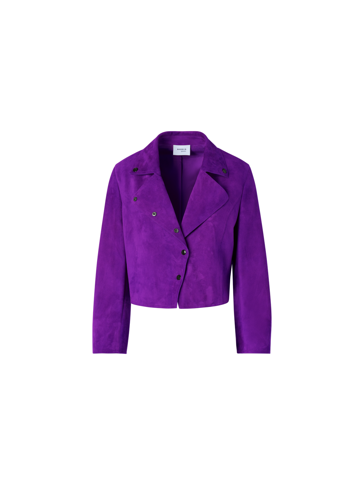 Designer Bracelet-Sleeve Suede Leather Short Jacket - purple