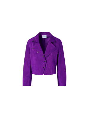 Designer Bracelet-Sleeve Suede Leather Short Jacket - purple