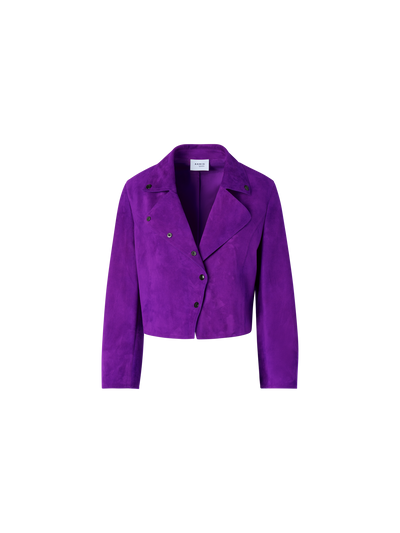 Designer Bracelet-Sleeve Suede Leather Short Jacket - purple
