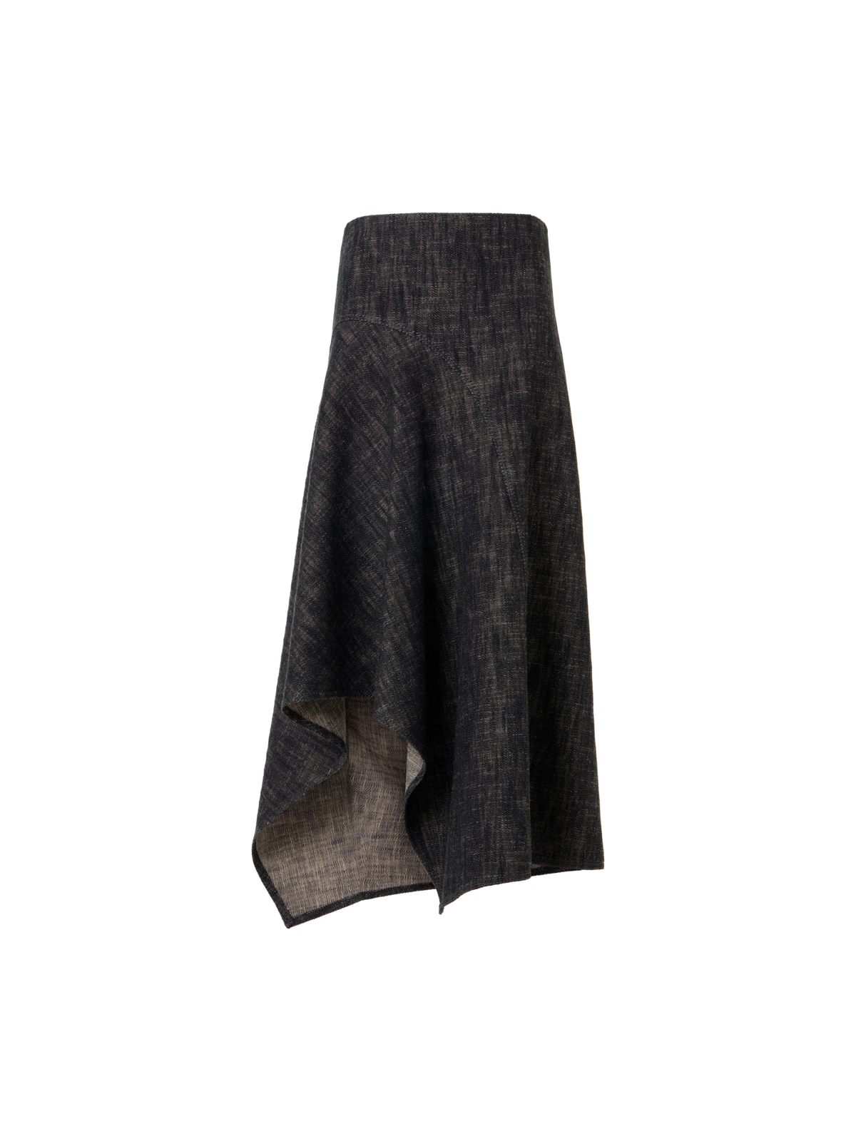 Designer Washed Heavyweight Cotton-Denim Midi Skirt - black