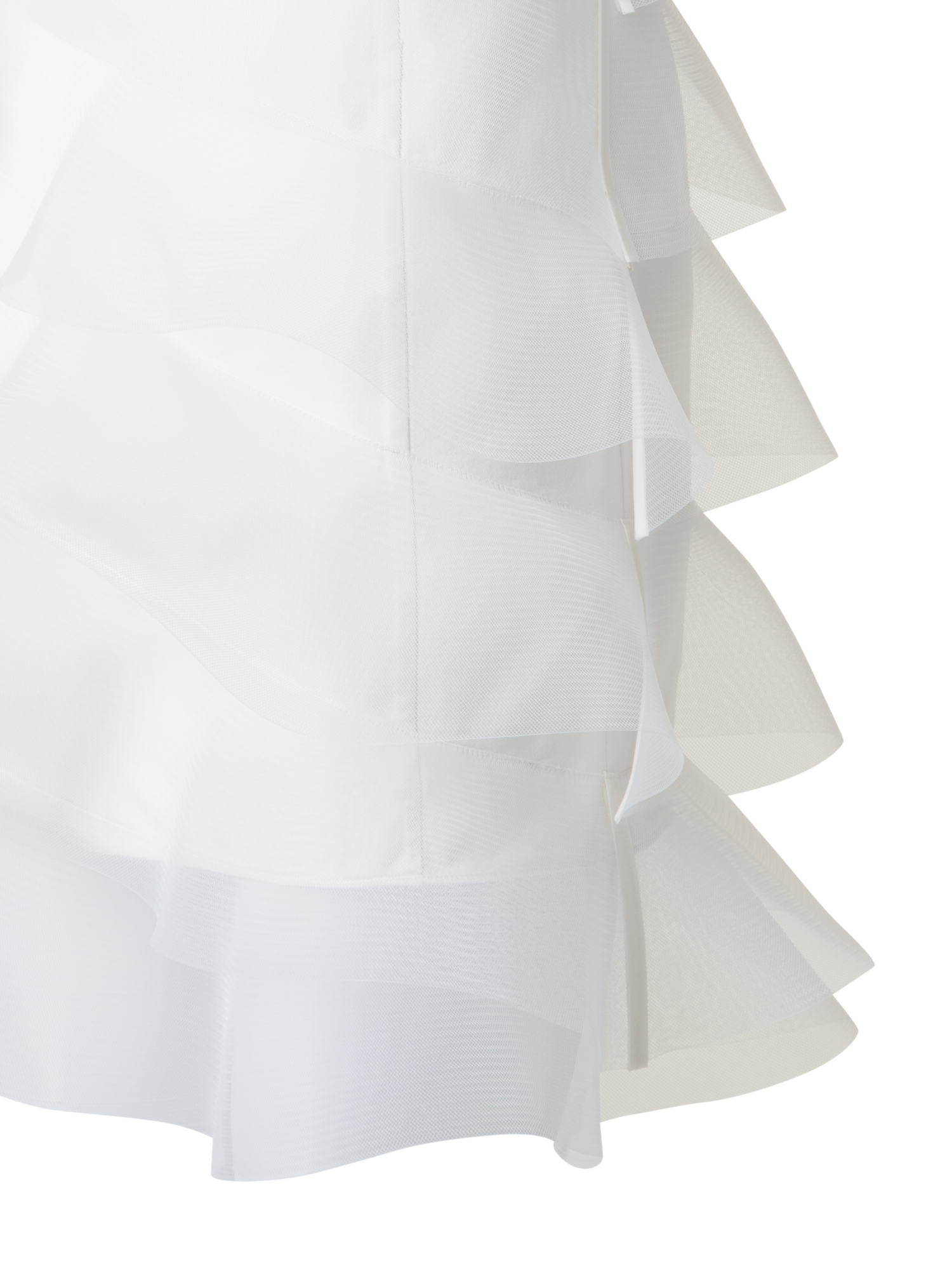 Designer Cotton Silk Cocktail Dress with Waves - ecru - white