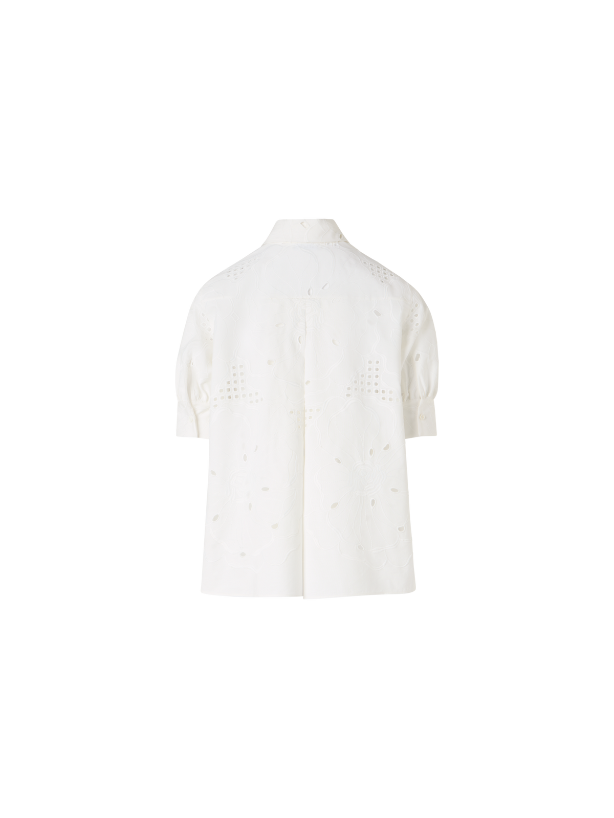 Designer A-Line Flower Eyelet Blouse - ecru