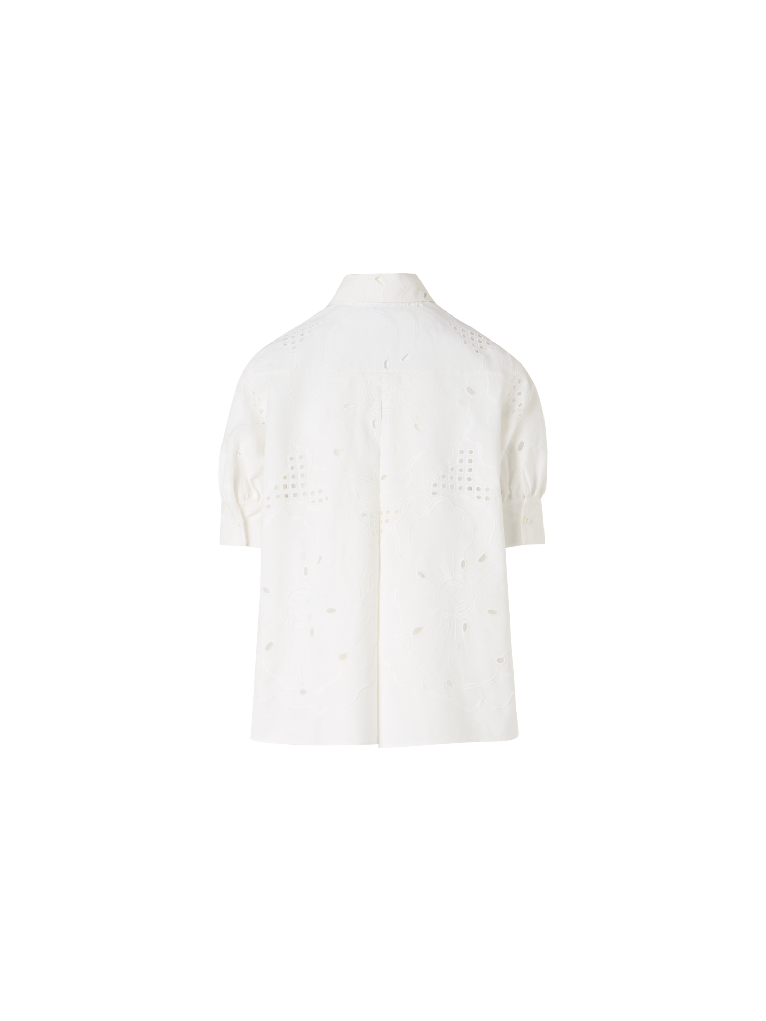 Designer A-Line Flower Eyelet Blouse - ecru
