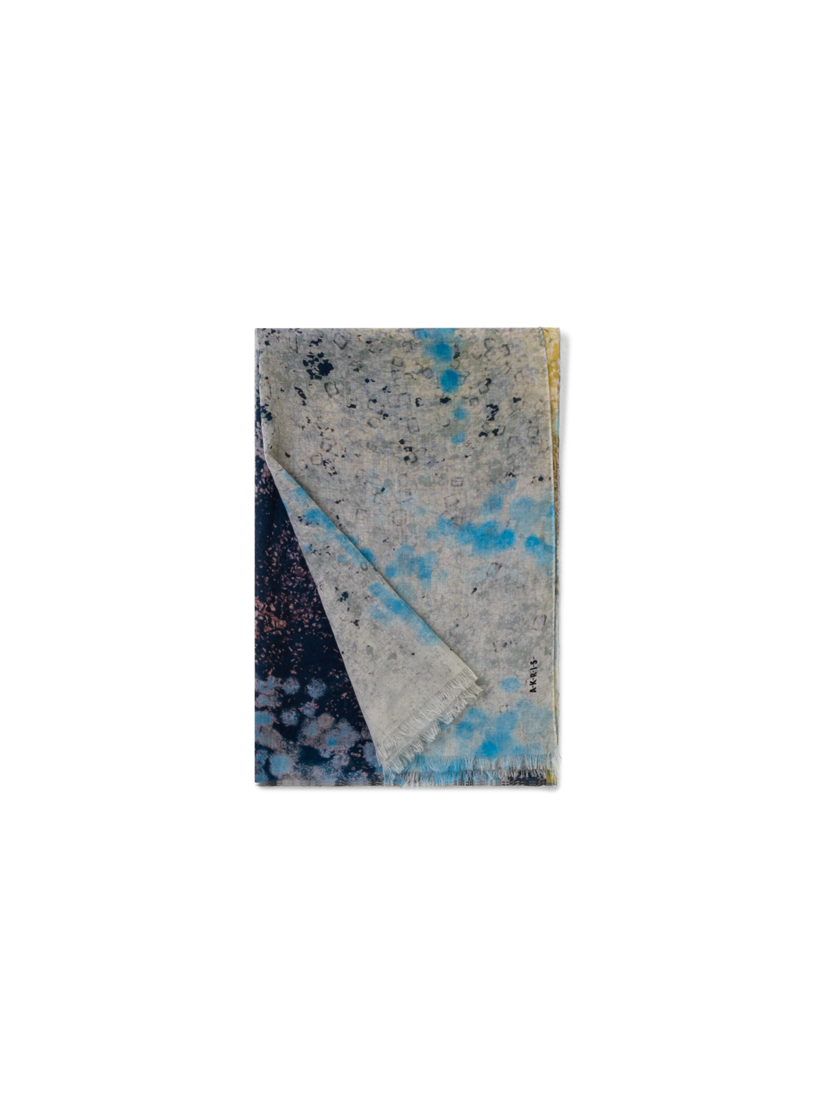 Designer Cashmere Silk Scarf with Waterlilly print - multicolor