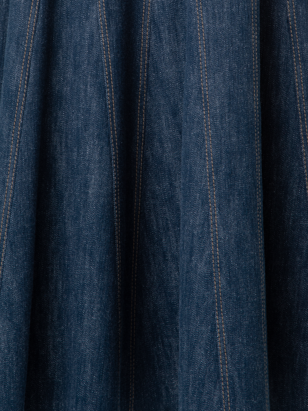 Designer Pleated Denim Midi Skirt - navy - blue