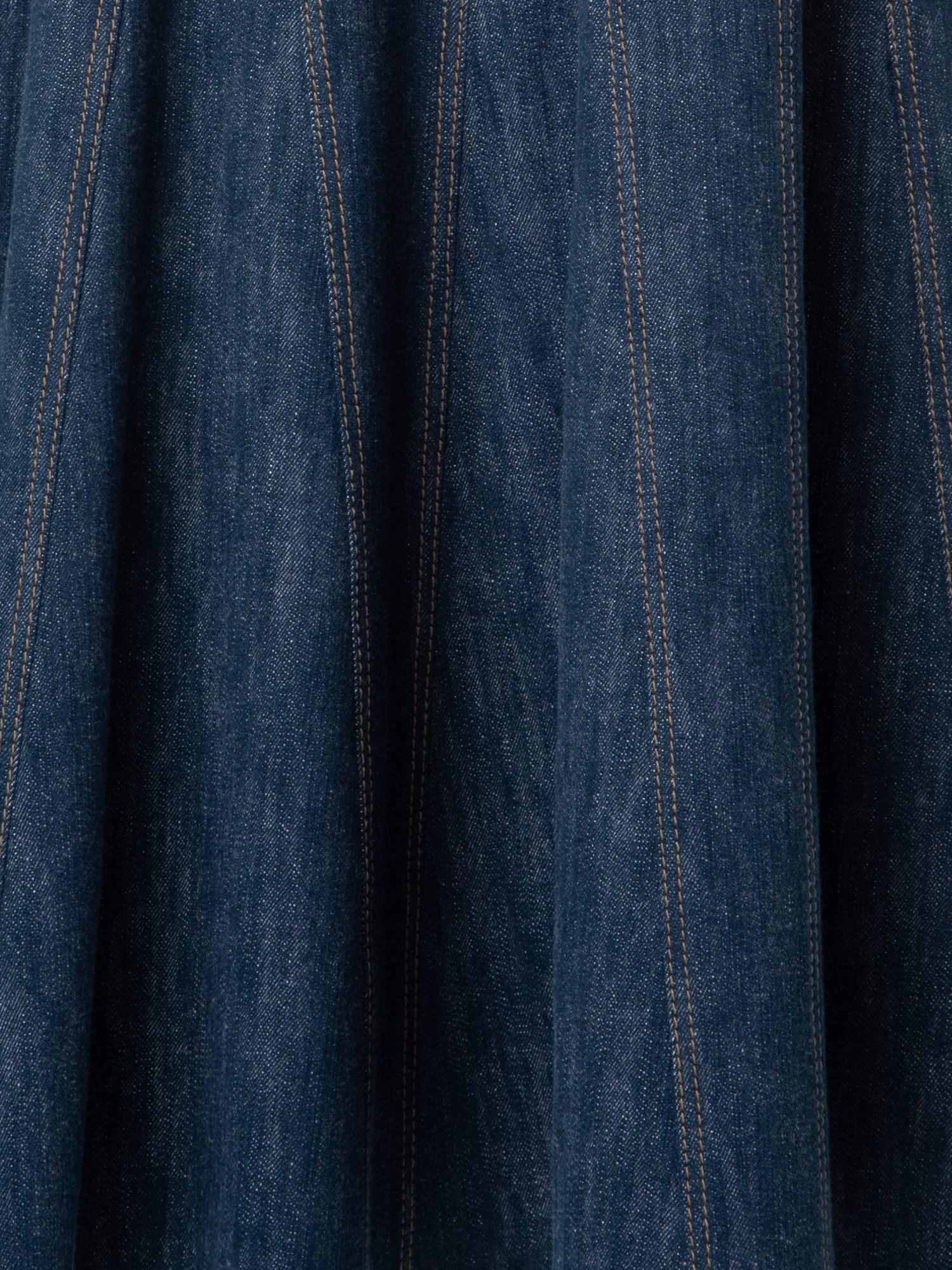 Designer Pleated Denim Midi Skirt - navy - blue