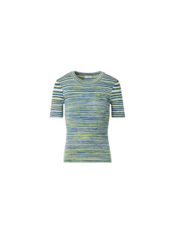 Designer Fitted Space-Dye Merino Rib Knit Top - multicolor