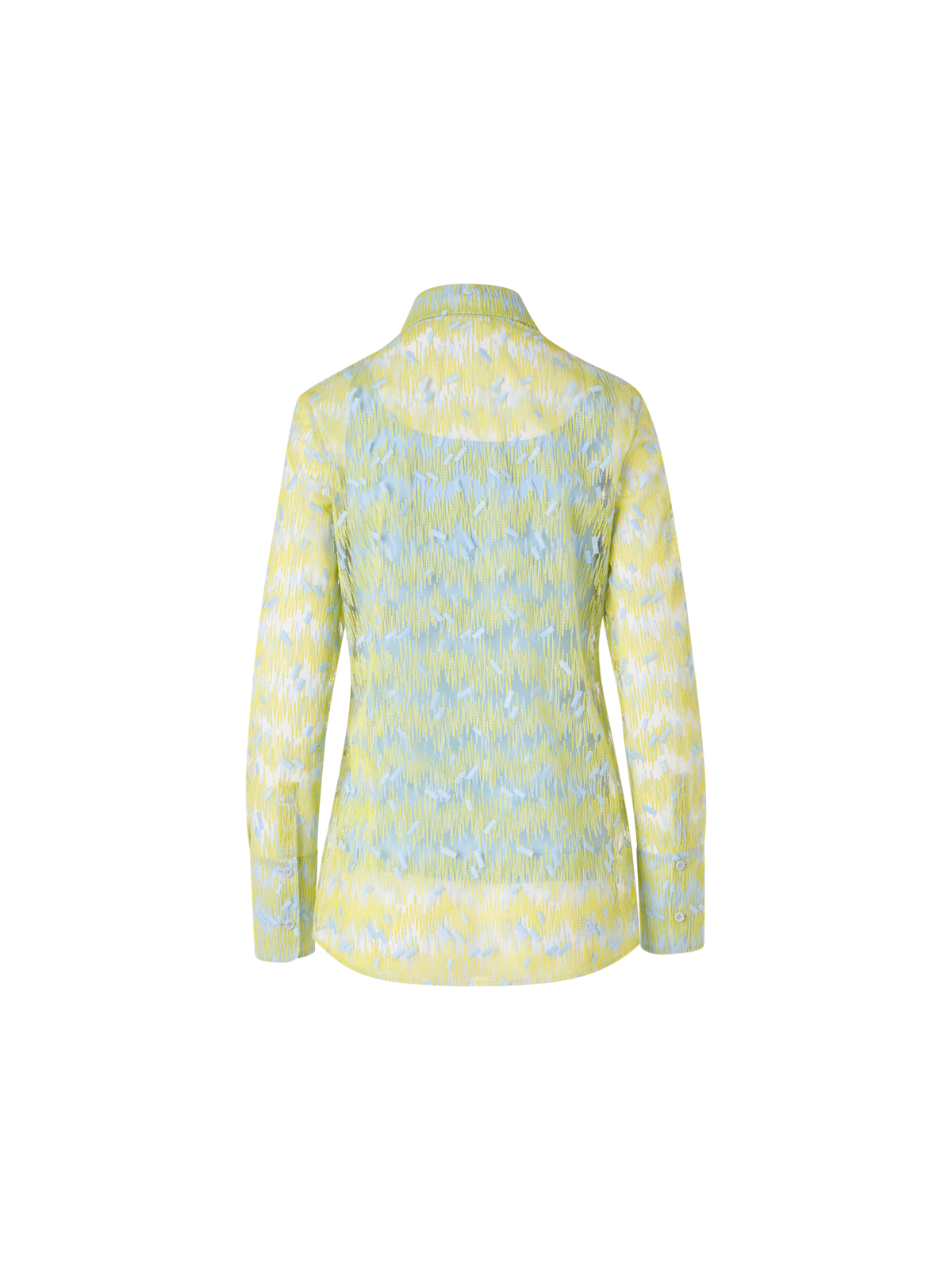 Designer Scribble Dot Embroidered Tulle Blouse - yellow