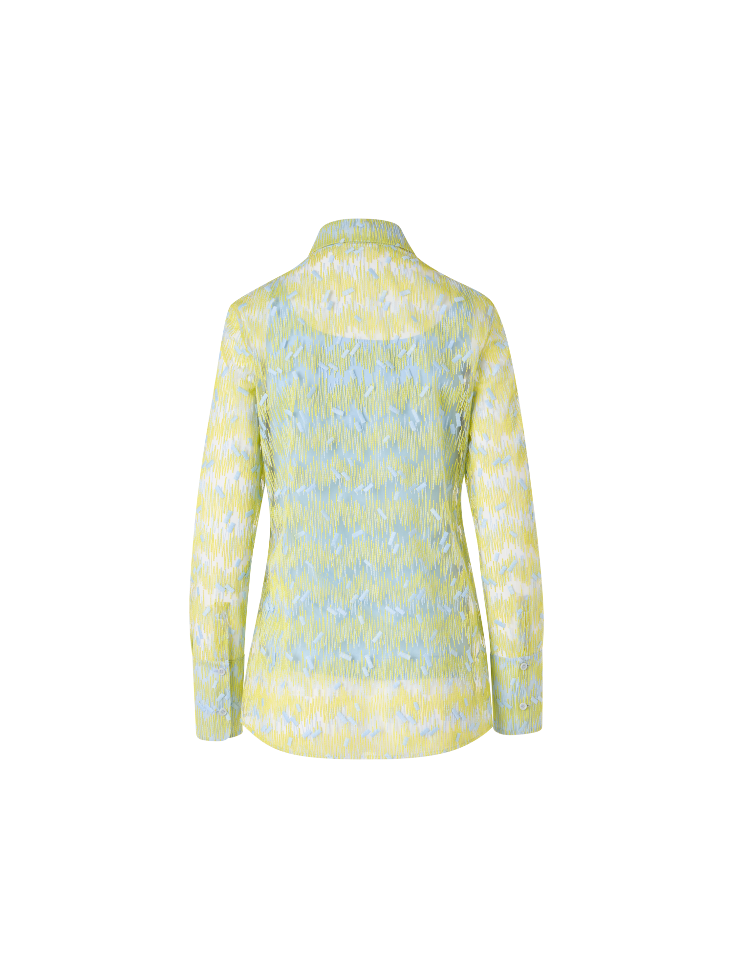 Designer Scribble Dot Embroidered Tulle Blouse - yellow