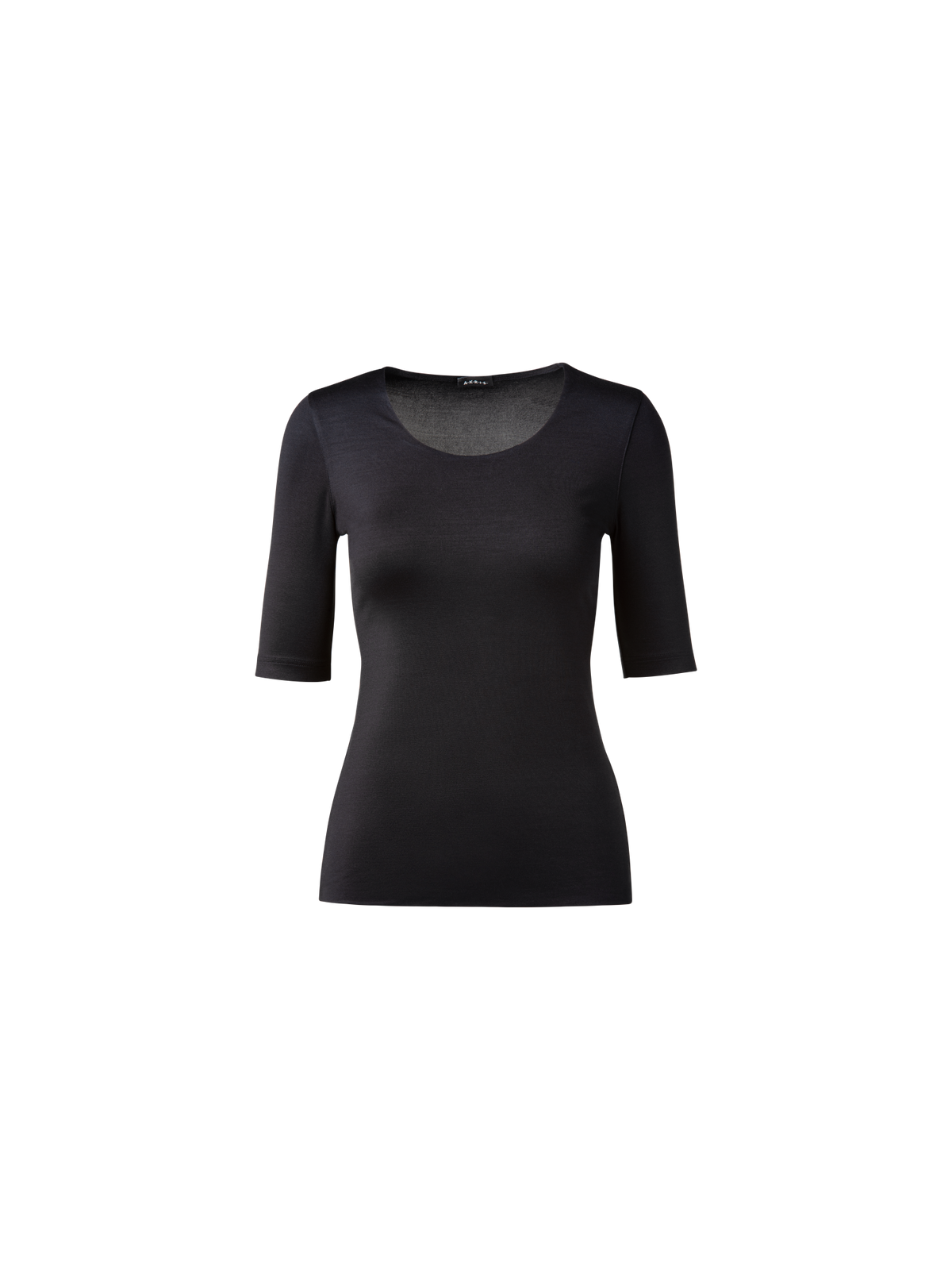 Designer 3/4 Length Sleeve Shirt from Silk Jersey - black