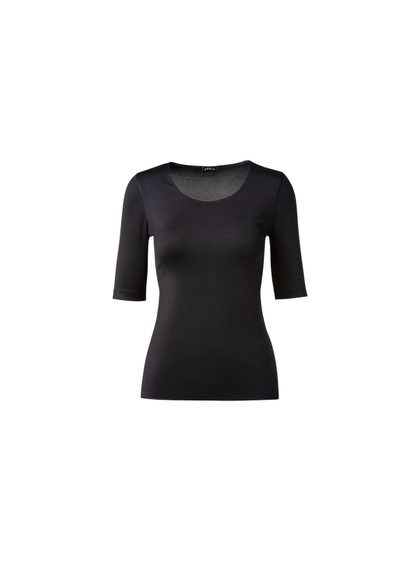 Designer 3/4 Length Sleeve Shirt from Silk Jersey - black