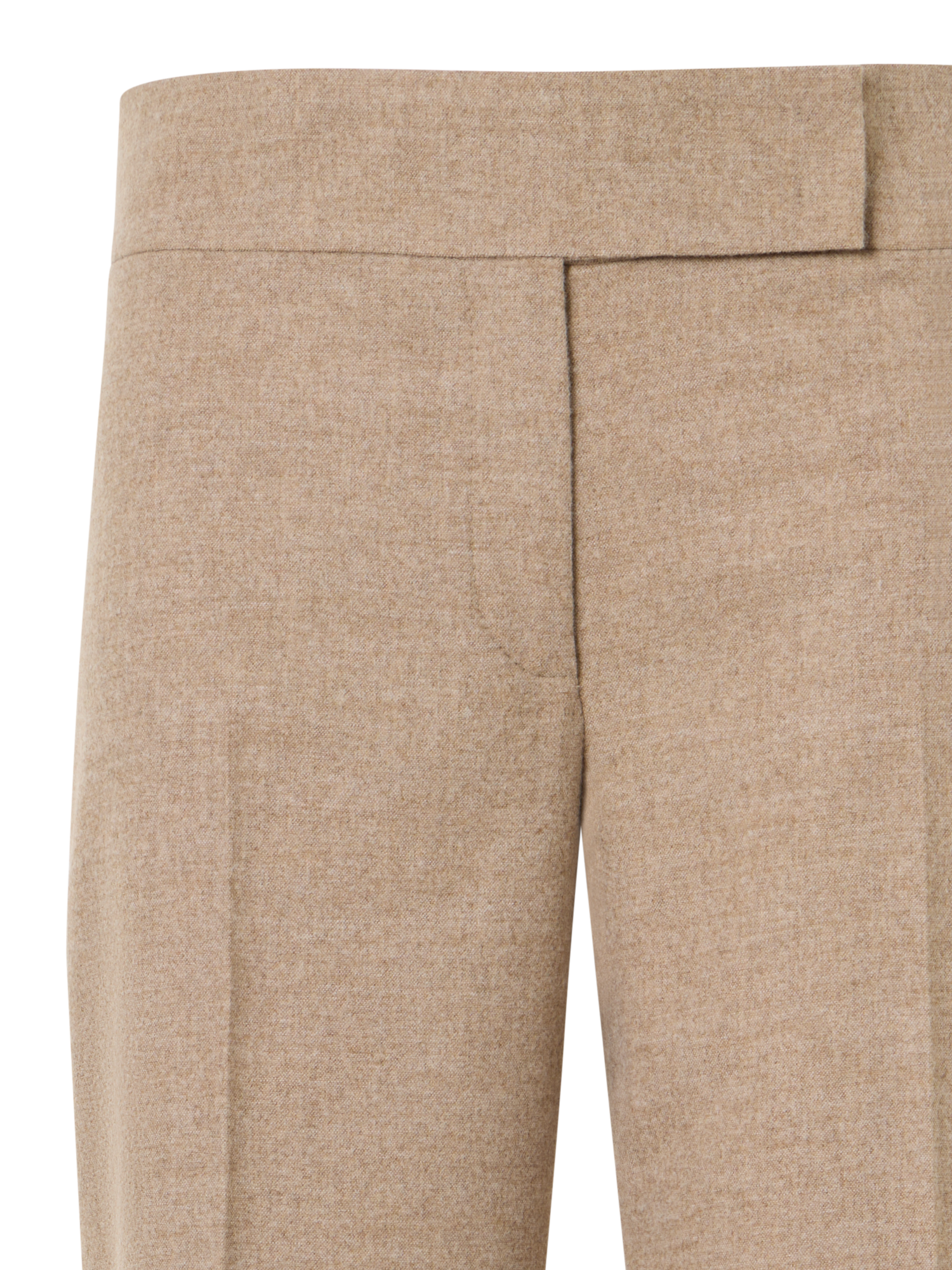 Designer Wide Leg Wool Flannel Pants with High Cuff - beige