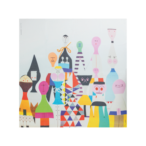 Cotton Silk Scarf with Wooden Dolls Print