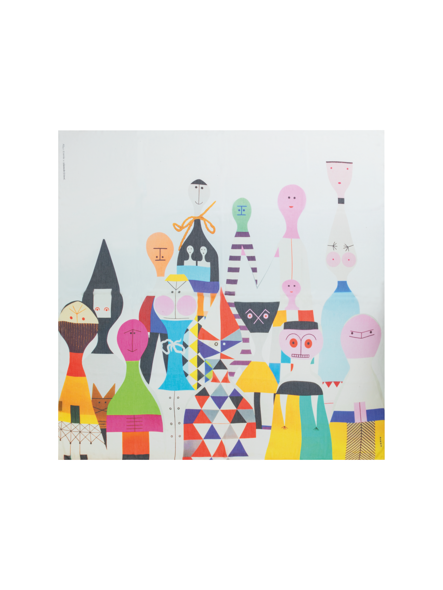 Designer Cotton Silk Scarf with Wooden Dolls Print - multicolor