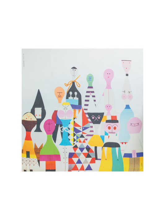 Designer Cotton Silk Scarf with Wooden Dolls Print - multicolor