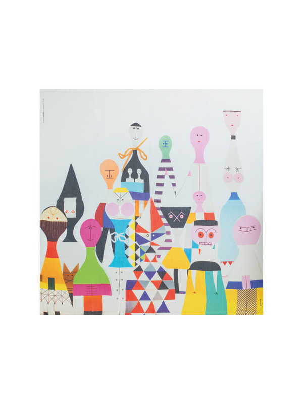Designer Cotton Silk Scarf with Wooden Dolls Print - multicolor