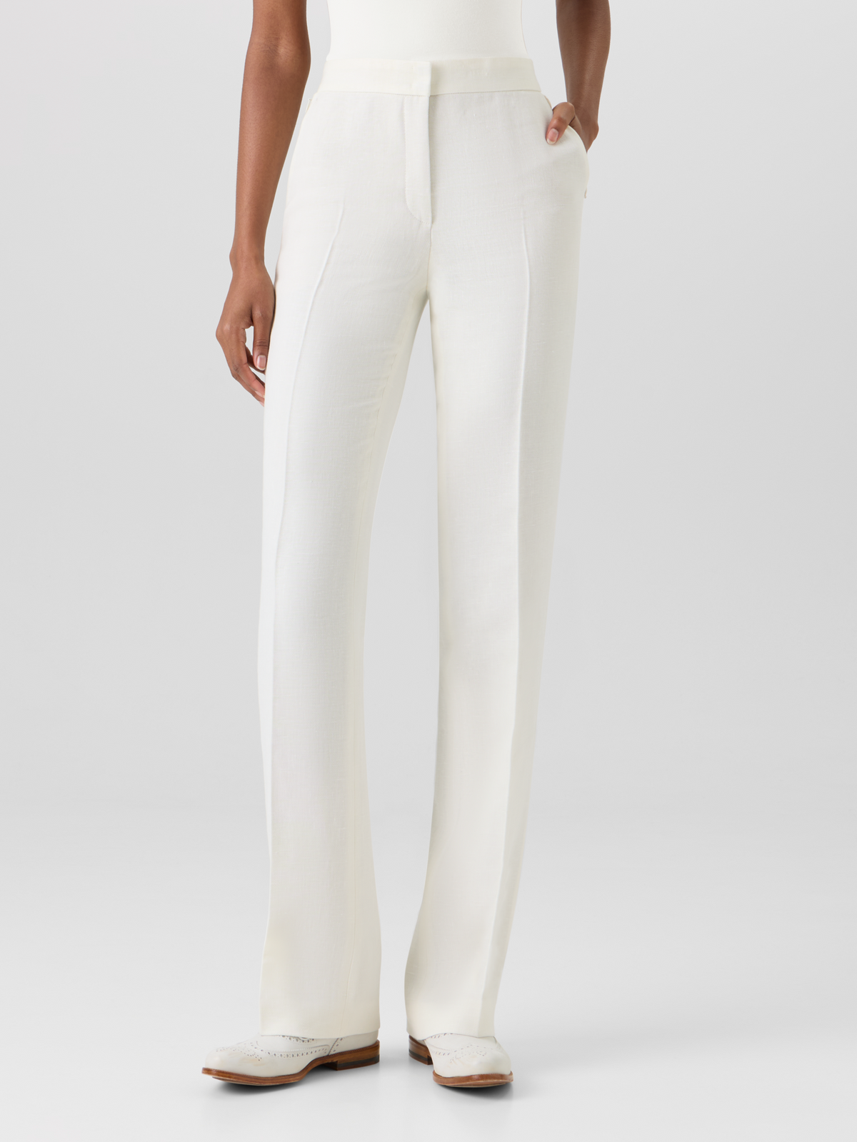 Designer Carl Straight-Leg Pants in Linen-Wool Crêpe Double-Face - ecru #editorial