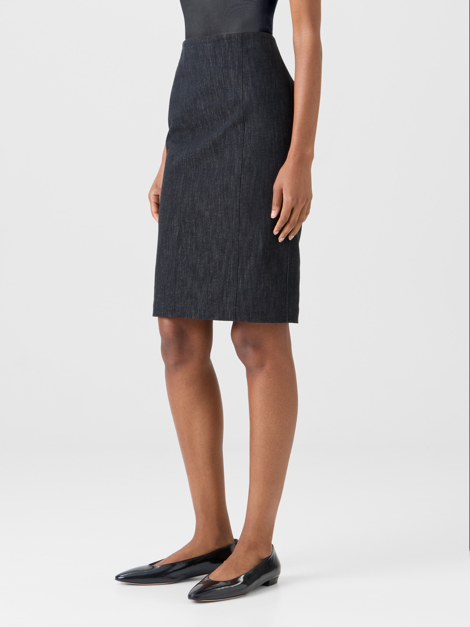 Designer Denim Pencil Skirt - black 