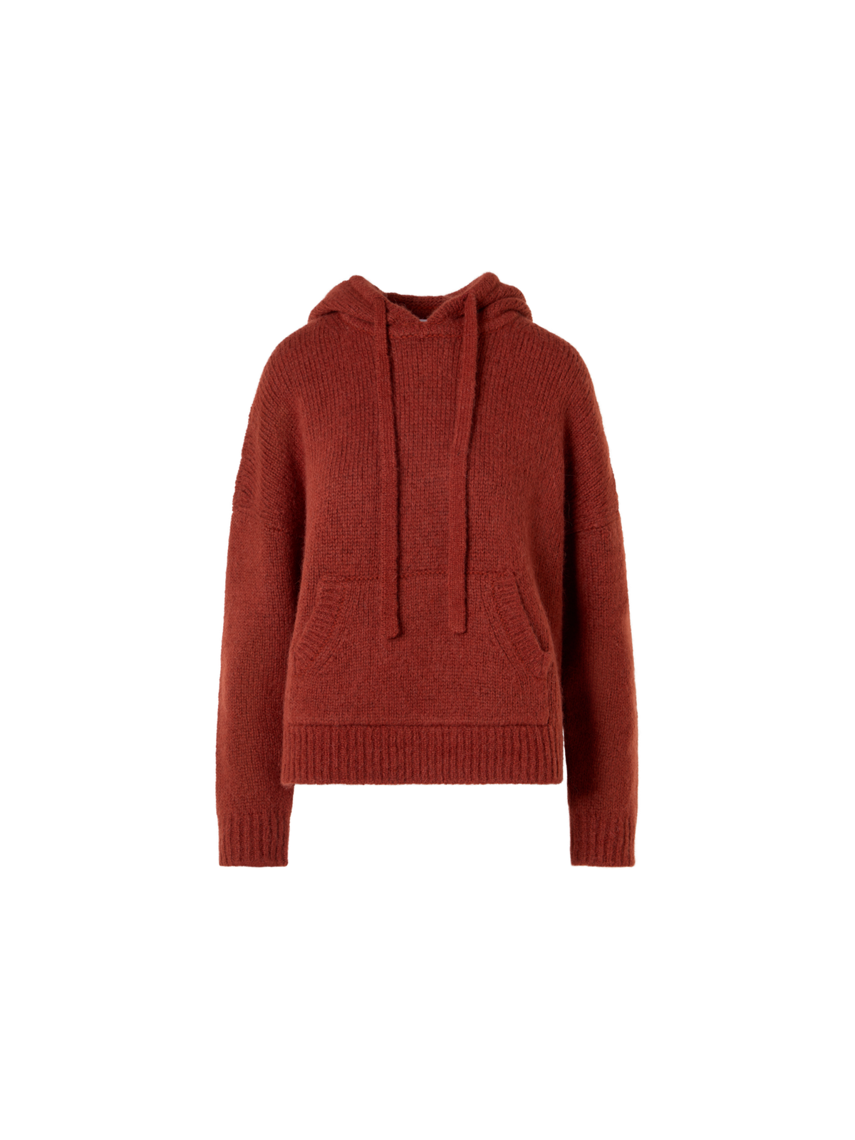 Designer Oversize Fluffy Alpaca Knit Hoodie - red